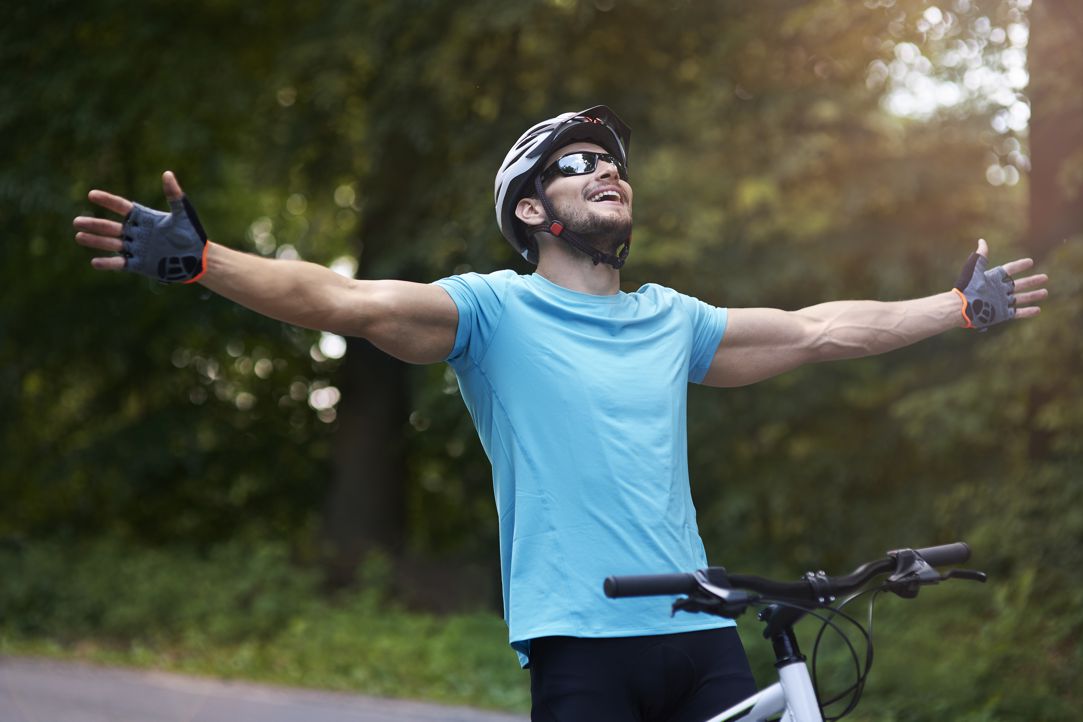 Cyclist on the finish line