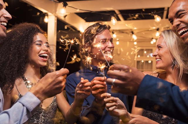 Friends celebrating new year’s eve
